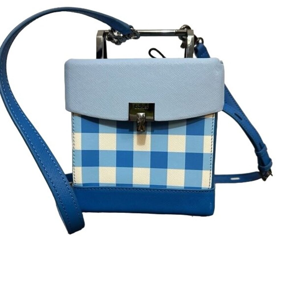 Botkier Lennox Blue White Plaid Purse Handbag Lunchbox NWOT